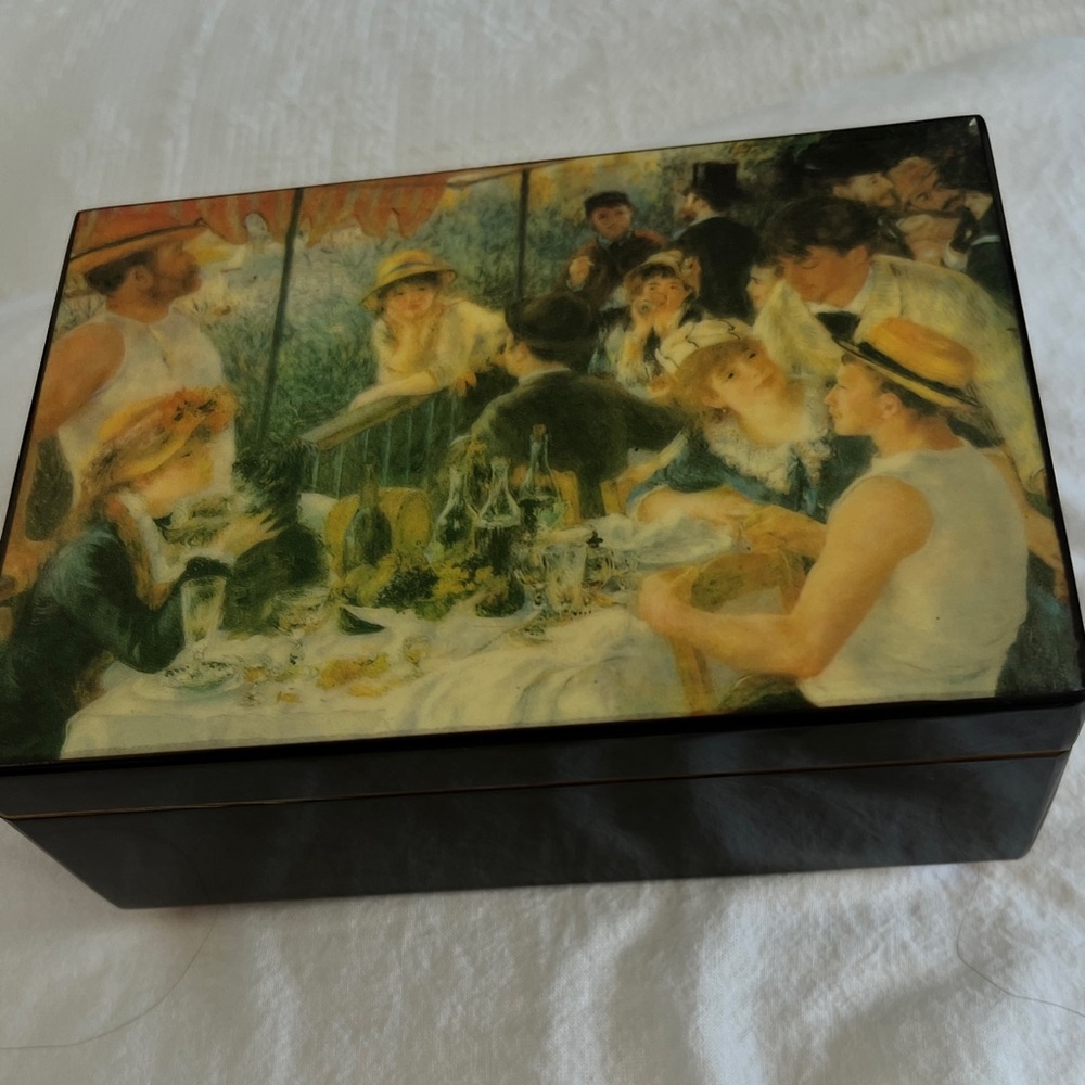 Music/Trinket Wood Box Renoir painting print “Luncheon of the Boating Party".